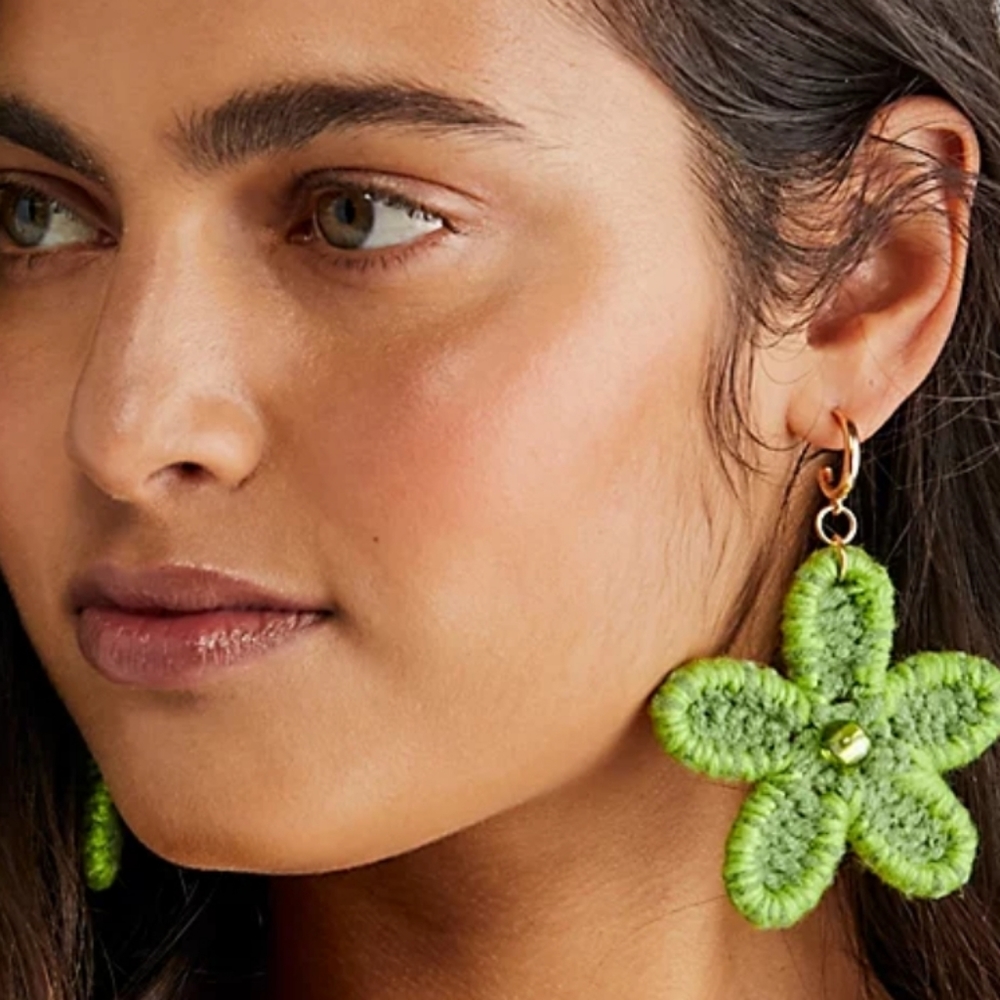 Free People Dahlia Crochet Huggie Hoop Earring